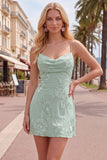 Vestido de Finalista Amarelo Bodycon Franzido de Alças Finas Bordado Floral