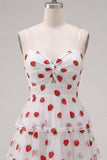 Vestido de finalistas rosa A-Line com olhos de fechadura, alças finas com folhos e franzidas, vestido de finalistas
