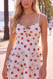 Vestido de finalistas rosa A-Line com olhos de fechadura, alças finas com folhos e franzidas, vestido de finalistas