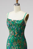 Vestido curto curto de regresso a casa verde verde escuro com folhos florais e renda nas costas