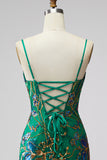 Vestido curto curto de regresso a casa verde verde escuro com folhos florais e renda nas costas