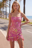 Vestido curto curto de regresso a casa verde verde escuro com folhos florais e renda nas costas