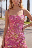 Vestido curto curto de regresso a casa verde verde escuro com folhos florais e renda nas costas