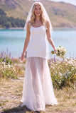Vestido de Noiva Maxi Elopement em Tule Branco Sheathless