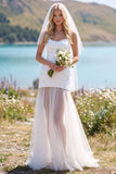 Vestido de Noiva Maxi Elopement em Tule Branco Sheathless