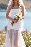 Vestido de Noiva Maxi Elopement em Tule Branco Sheathless