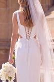 Vestido de Noiva Maxi Elopement com decote quadrado branco com decote quadrado e flor 3D