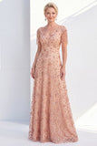 Vestido da Mãe da Noiva com decote em V em linha rosa poeirenta e franjas