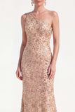 Vestido Floral de Mãe da Noiva de Champanhe Sereia com Lantejoulas