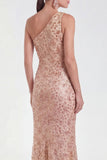 Vestido Floral de Mãe da Noiva de Champanhe Sereia com Lantejoulas