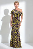 Vestido de Mãe da Noiva Veludo Veludo Fúcsia Veludo Floral de Um Ombro
