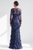 Vestido longo de mãe da noiva com gola bateau de gola bata em forma de sereia vermelha