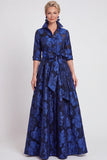 Vestido de mãe da noiva com cinto A-Line Floral Jacquard Floral