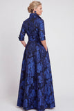 Vestido de mãe da noiva com cinto A-Line Floral Jacquard Floral