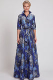 Vestido de mãe da noiva com cinto A-Line Floral Jacquard Floral