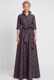 Vestido de mãe da noiva com cinto A-Line Floral Jacquard Floral