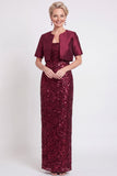 Vestido longo de mãe da noiva com lantejoulas pretas brilhantes bodycon