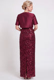 Vestido longo de mãe da noiva com lantejoulas pretas brilhantes bodycon