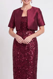 Vestido longo de mãe da noiva com lantejoulas pretas brilhantes bodycon