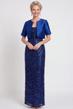 Vestido longo de mãe da noiva com lantejoulas pretas brilhantes bodycon