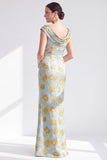 Vestido de Mãe da Noiva Preto Preto Floral Longo com Fenda