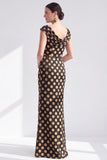 Vestido de Mãe da Noiva Preto Preto Floral Longo com Fenda