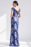 Vestido de Mãe da Noiva Preto Preto Floral Longo com Fenda
