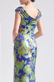 Vestido de Mãe da Noiva Preto Preto Floral Longo com Fenda