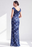 Vestido de Mãe da Noiva Preto Preto Floral Longo com Fenda