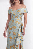Vestido de Mãe da Noiva, sereia preta preta floral com folhos e abertura
