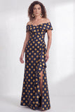 Vestido de Mãe da Noiva, sereia preta preta floral com folhos e abertura