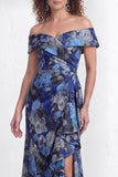 Vestido de Mãe da Noiva, sereia preta preta floral com folhos e abertura