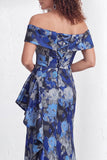 Vestido de Mãe da Noiva, sereia preta preta floral com folhos e abertura