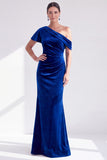 Veludo borgonha de sereia, vestido longo e franzido da mãe da noiva