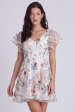 Vestido de graduação floral em linha A com decote em V e folhos