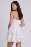 Vestido Branco Pequeno Corset Floral A-Line Strapless