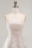 Vestido Branco Pequeno Floral A-Line Strapless