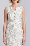 Vestido de Trabalho Mini Bodycon Floral Azul Claro com Gola Redonda