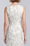 Vestido de Trabalho Mini Bodycon Floral Azul Claro com Gola Redonda