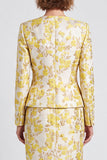 Vestido de trabalho Midi Midi Bodycon Bodycon Amarelo Amarelo Claro com Decote em V, Floral de Peito Simples com Fenda