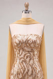 Vestido Curto de Regresso a Casa Curto Bodycon Sem Lantejoulas Douradas Bodycon com Fenda