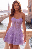 Espartilho cor-de-rosa transparente floral A-Line Sweetheart Renda nas costas vestido com bordas