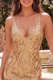 Vestido de regresso ao lar com alças finas bodycon com lantejoulas azul escuro e renda nas costas