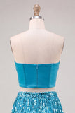 Vestido de Finalistas Body-Sem Alças Bodycon, Espartilho de 2 peças, com franjas