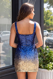 Vestido de regresso a casa com lantejoulas bodycon verde e dourado com gola quadrada e cintilante