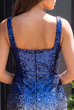 Vestido de regresso a casa com lantejoulas bodycon verde e dourado com gola quadrada e cintilante