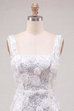 Vestido de Homecoming com lantejoulas bodycon decote quadrado com decote quadrado e flores 3D