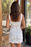 Vestido de Homecoming com lantejoulas bodycon decote quadrado com decote quadrado e flores 3D
