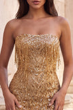 Vestido Curto de Regresso a Casa Curto de Finalistas Borgonha Bodycon Franjas Sem Alças e Lantejoulas