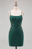 Vestido curto curto floral de regresso a casa verde verde escuro bodycon alças finas